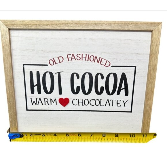 Rustic Hot Cocoa Sign Warm Chocolate Wood Wall Decor 11x9 Kitchen Holiday Winter - Picture 3 of 8